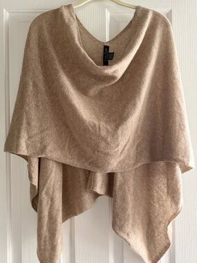 Claudia Nichole Cashmere Cozy Draped Poncho in Light Tan